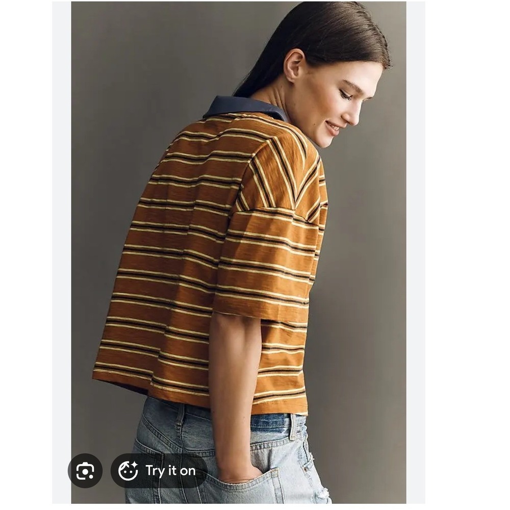 Pilcro polo cropped top rugby preppy NWT indie medium - Picture 2 of 10
